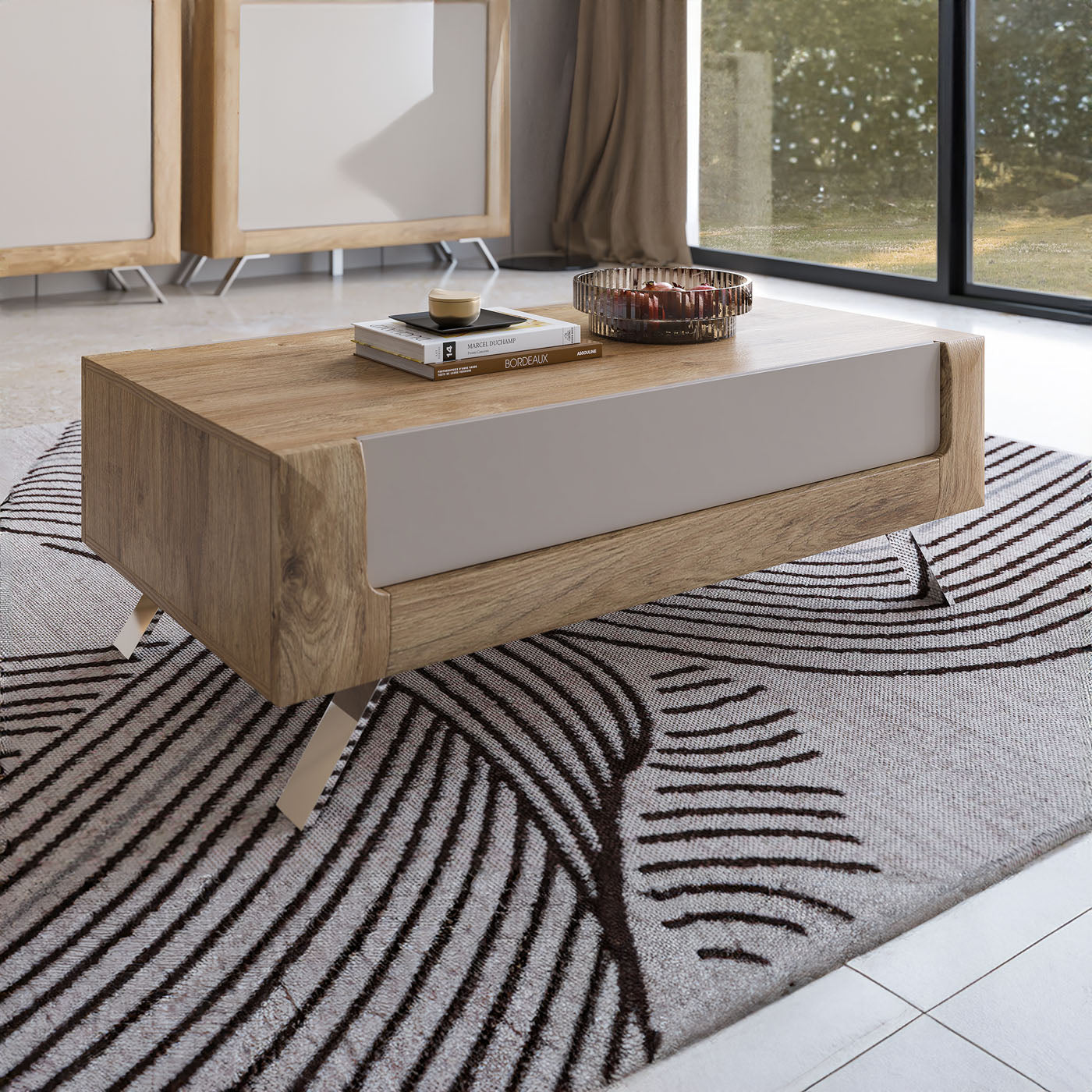 Kafijas galds Kavasari 110/45/65 cm Hamilton ozols/kašmirs