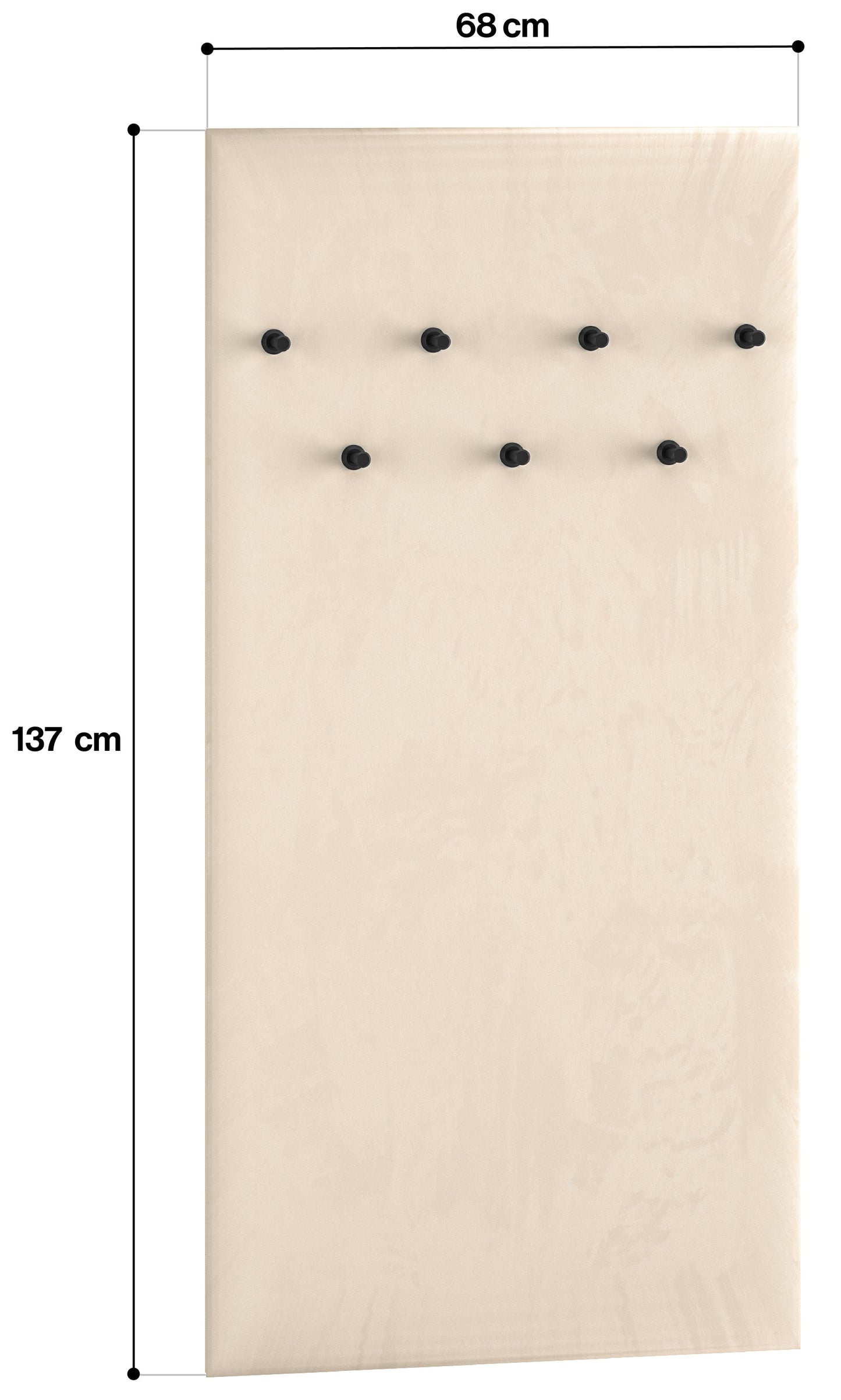 GALETO polsterēts sienas pakaramais 68 cm, bēšs - N1 Home