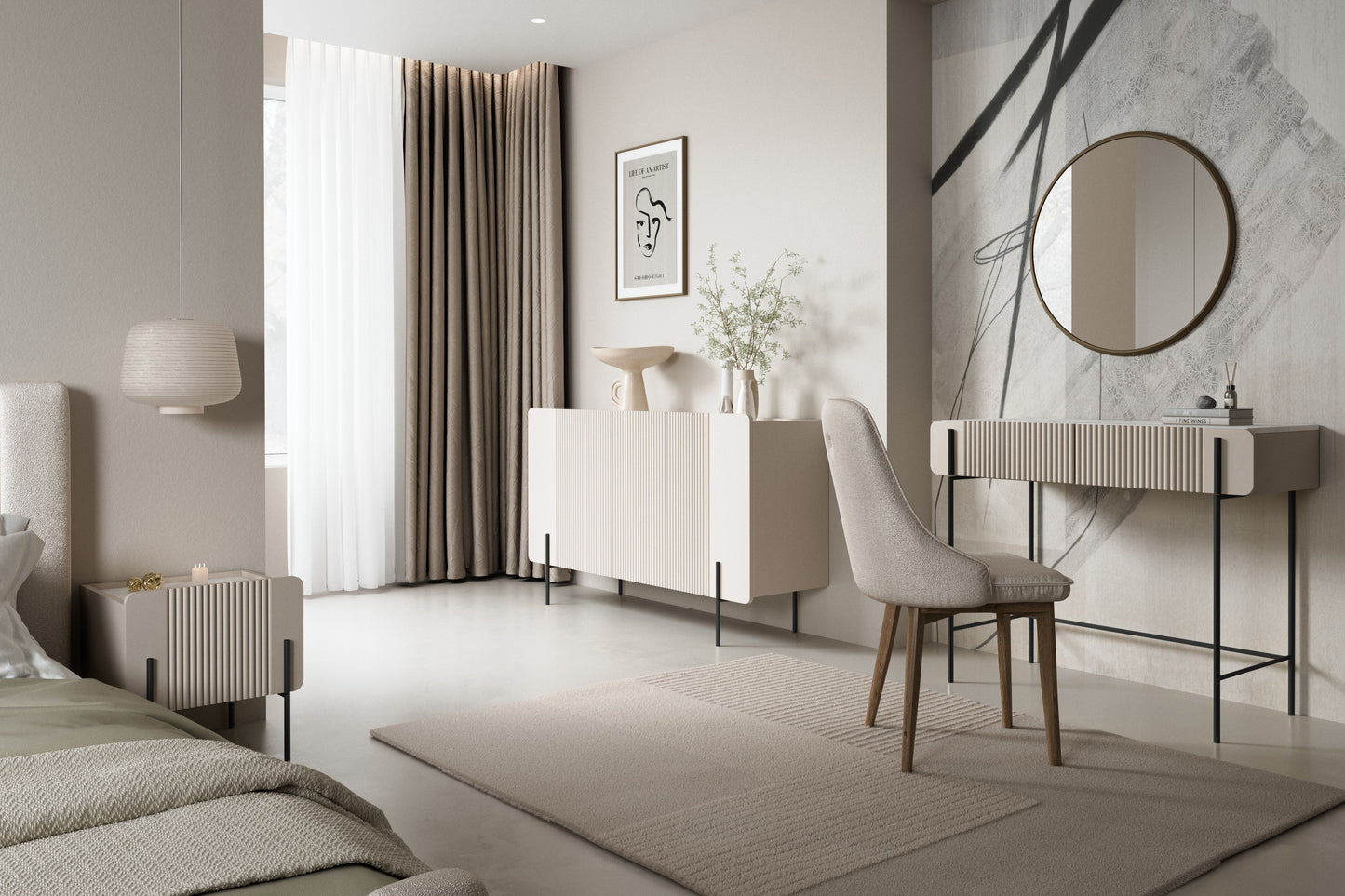 Konsole Dersi 100/85/42 cm kašmirs/melns - N1 Home